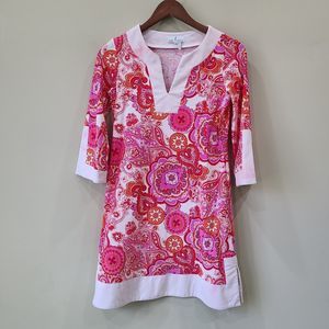 Jude Connally Holly Tunic Mini Dress Paisley Pink & Orange Size XS Resort Wear